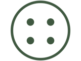 Icon mit vier Punkten in einem Kreis